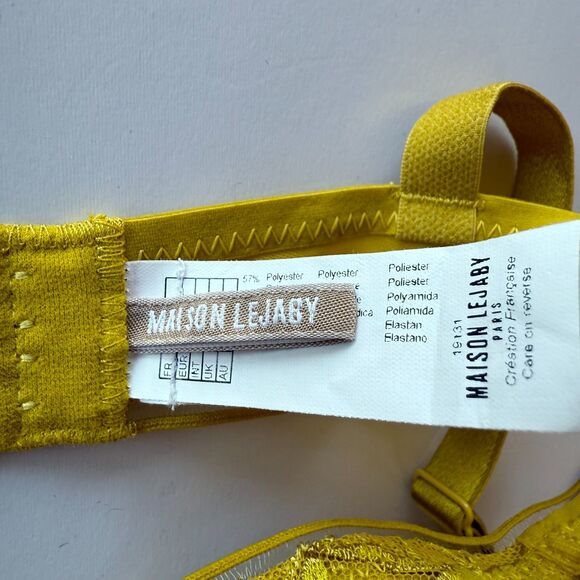 NWT Maison Lejaby Sin Embroidered Underwired Pushup Bra in Yellow Size 32C - Picture 10 of 11
